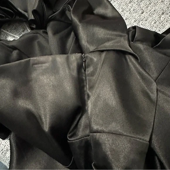 Taboo Black One Shoulder Satin Dress Ruched Cocktail Party Coquette Y2K 6 - Picture 6 of 11